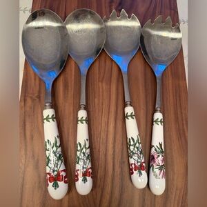 Portmeirion Botanic Garden Mistletoe Salad Servers (2 Sets of 2)